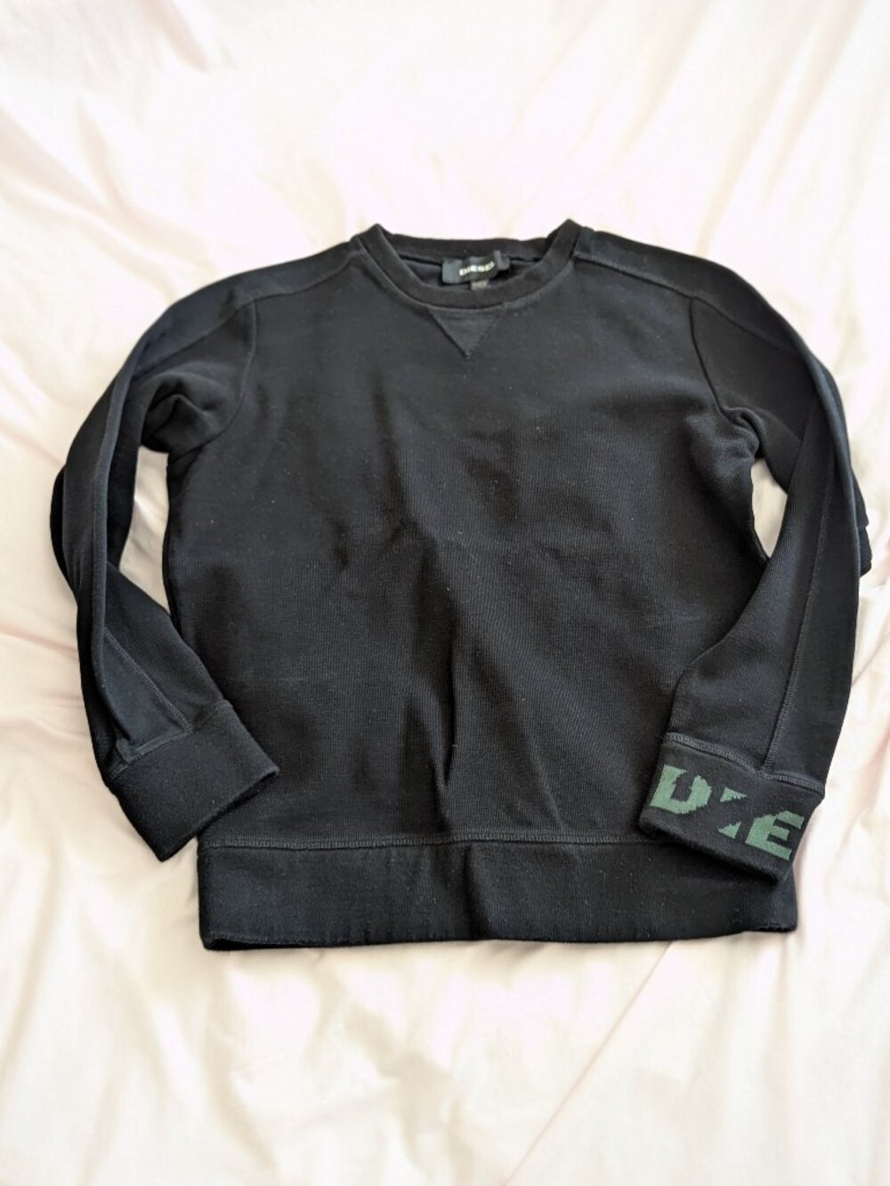 Diesel Black Text-Cuff Crewneck Sweatshirt Size S